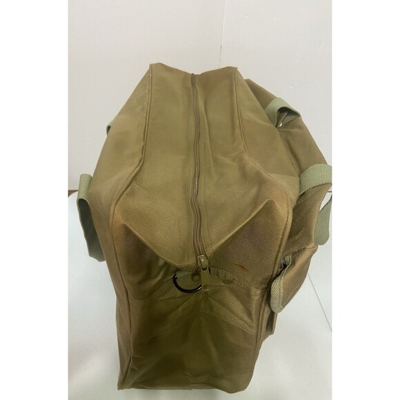 Vintage Chaps Ralph Lauren Canvas Khaki Duffel Bag 3 Pockets Military Surplus - Picture 8 of 16